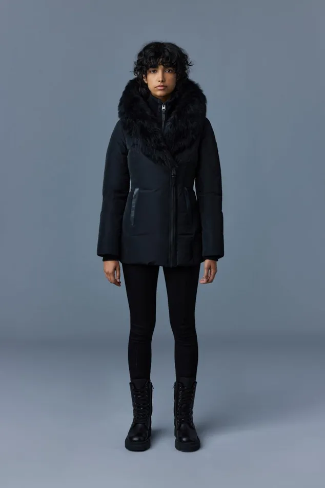 Shearling Jackets Women Mackage ADALI Down Coat With Sheepskin Signature Mackage Collar Black Shearling Jackets Women Mackage ADALI Down Coat With Sheepskin Signature Mackage Collar Black