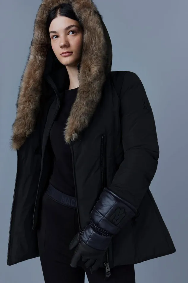 Shearling Jackets Women Mackage ADALI Down Coat With Sheepskin Signature Mackage Collar Black Shearling Jackets Women Mackage ADALI Down Coat With Sheepskin Signature Mackage Collar Black