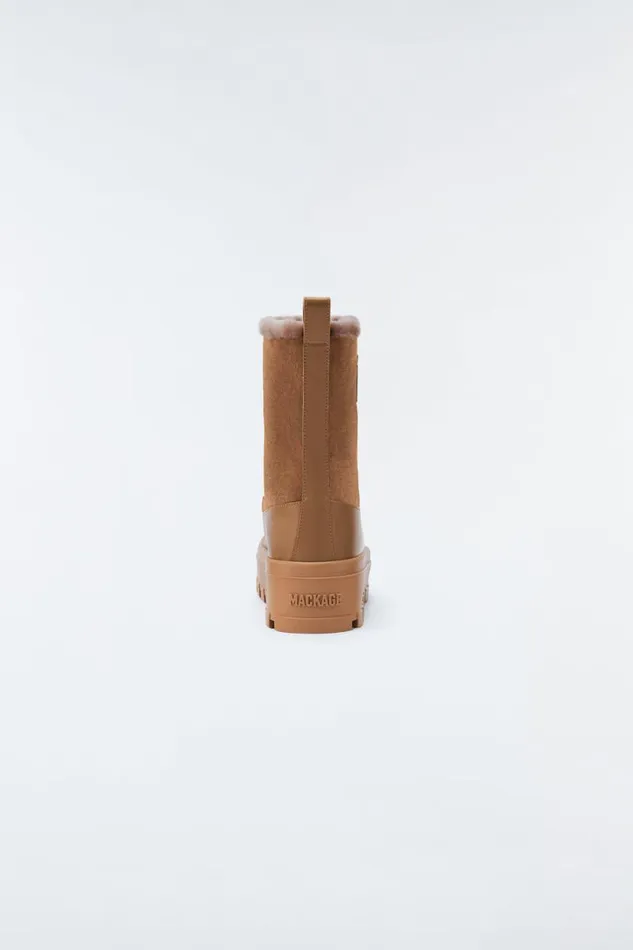 Shearling Lined Boots Men Mackage HERO Lamb Suede Winter Boot For Men Camel