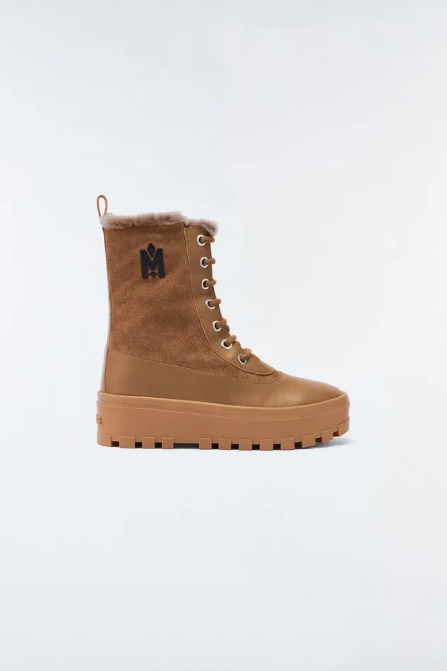 Shearling Lined Boots Men Mackage HERO Lamb Suede Winter Boot For Men Camel