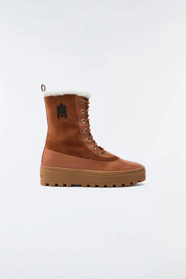 Shearling Lined Boots Men Mackage HERO Lamb Suede Winter Boot For Men Camel
