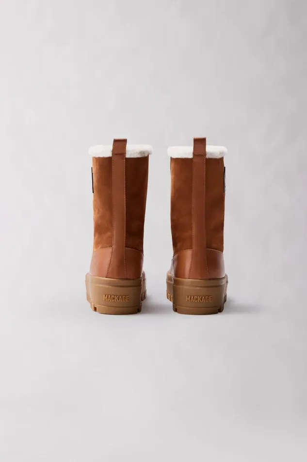 Shearling Lined Boots Men Mackage HERO Lamb Suede Winter Boot For Men Camel
