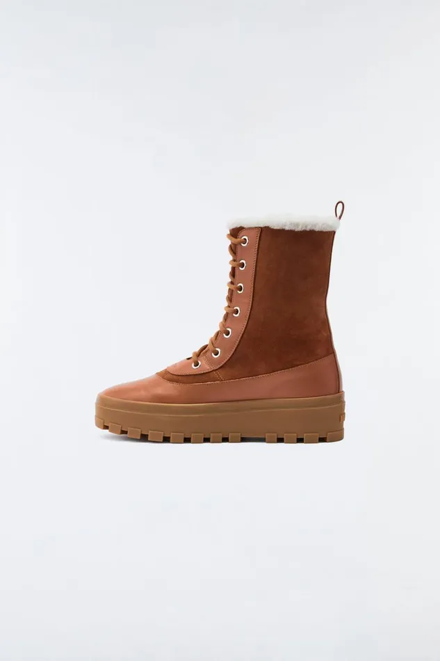 Shearling Lined Boots Men Mackage HERO Lamb Suede Winter Boot For Men Camel
