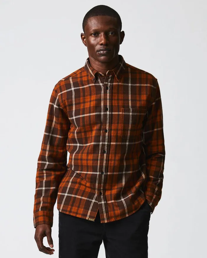 Shirting Men Billy Reid Brushed Bold Plaid Tuscumbia Shirt Orangerust