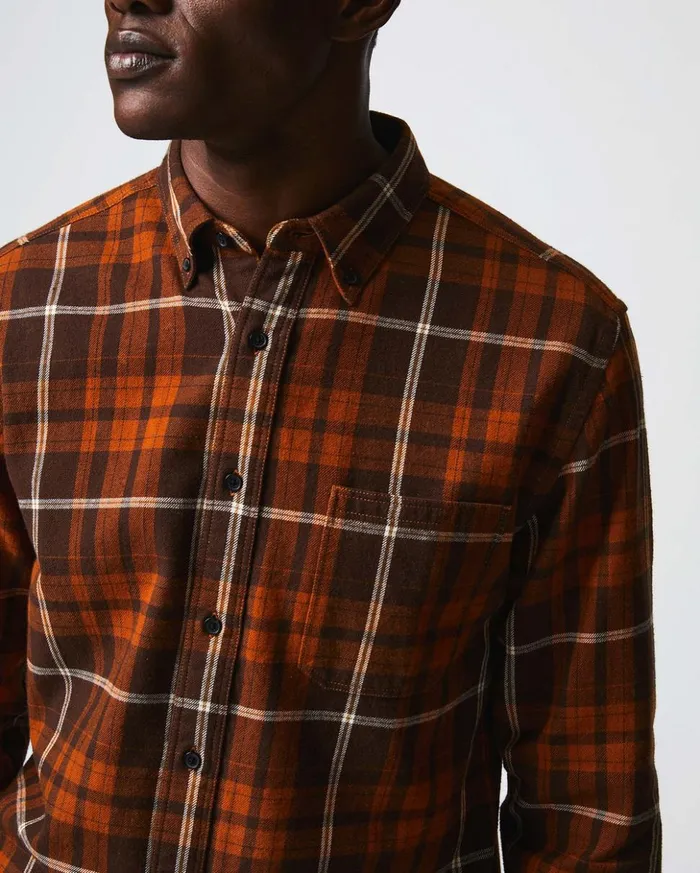 Shirting Men Billy Reid Brushed Bold Plaid Tuscumbia Shirt Orangerust