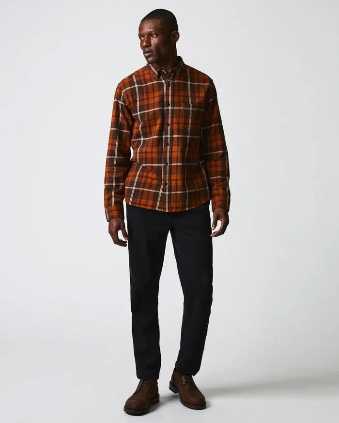 Shirting Men Billy Reid Brushed Bold Plaid Tuscumbia Shirt Orangerust