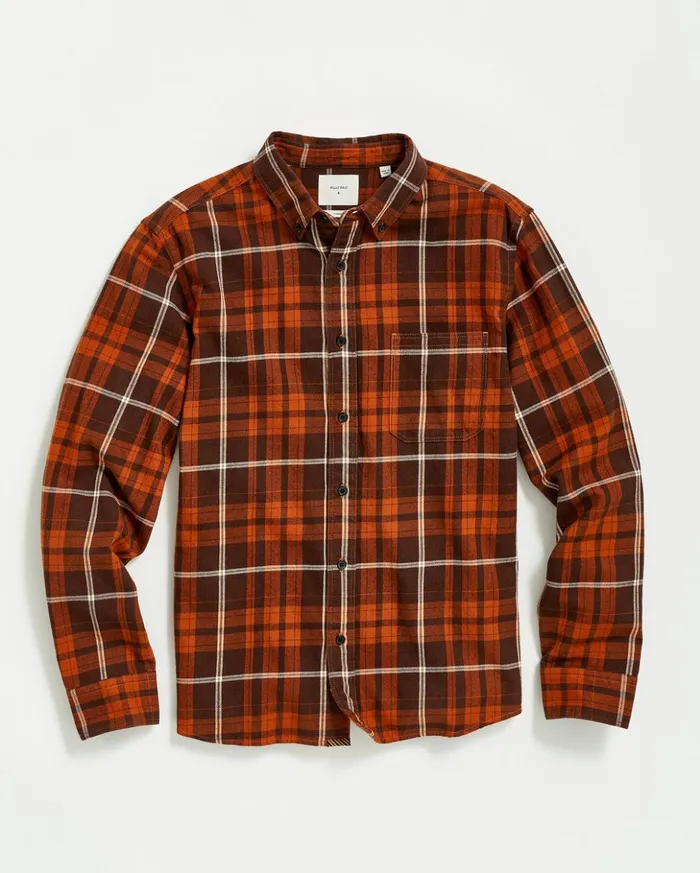 Shirting Men Billy Reid Brushed Bold Plaid Tuscumbia Shirt Orangerust