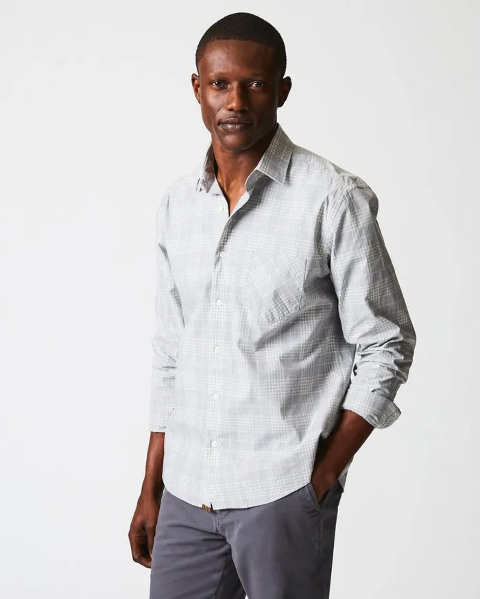 Shirting Men Billy Reid Melange Plaid John T Shirt Grey