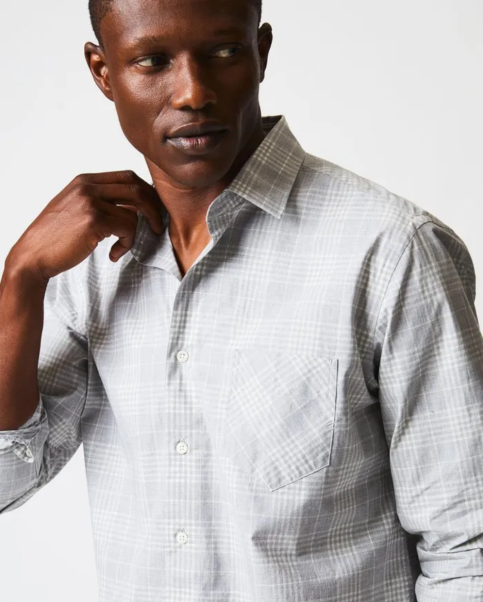 Shirting Men Billy Reid Melange Plaid John T Shirt Grey