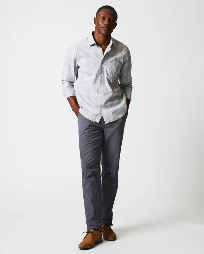 Shirting Men Billy Reid Melange Plaid John T Shirt Grey