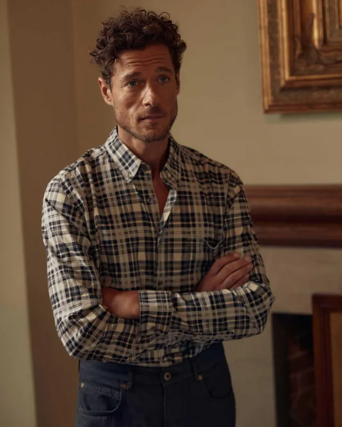 Shirting Men Billy Reid Melange Textural Plaid Tuscumbia Shirt Bd Greyblack