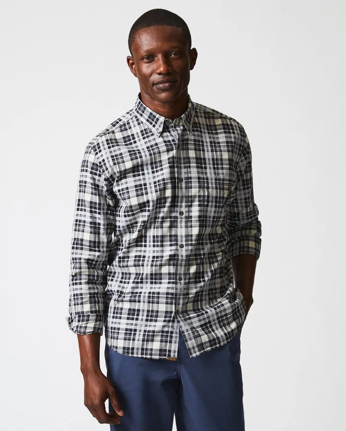 Shirting Men Billy Reid Melange Textural Plaid Tuscumbia Shirt Bd Greyblack