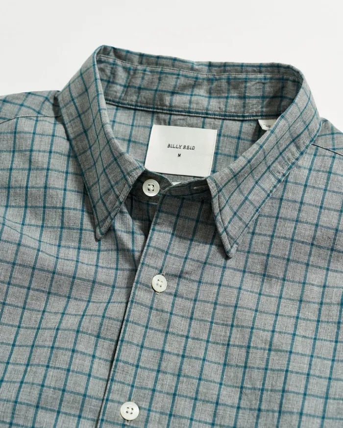 Shirting Men Billy Reid Melange Windowpane Tuscumbia Shirt Hidden Bd Greyteal