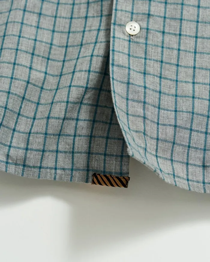 Shirting Men Billy Reid Melange Windowpane Tuscumbia Shirt Hidden Bd Greyteal