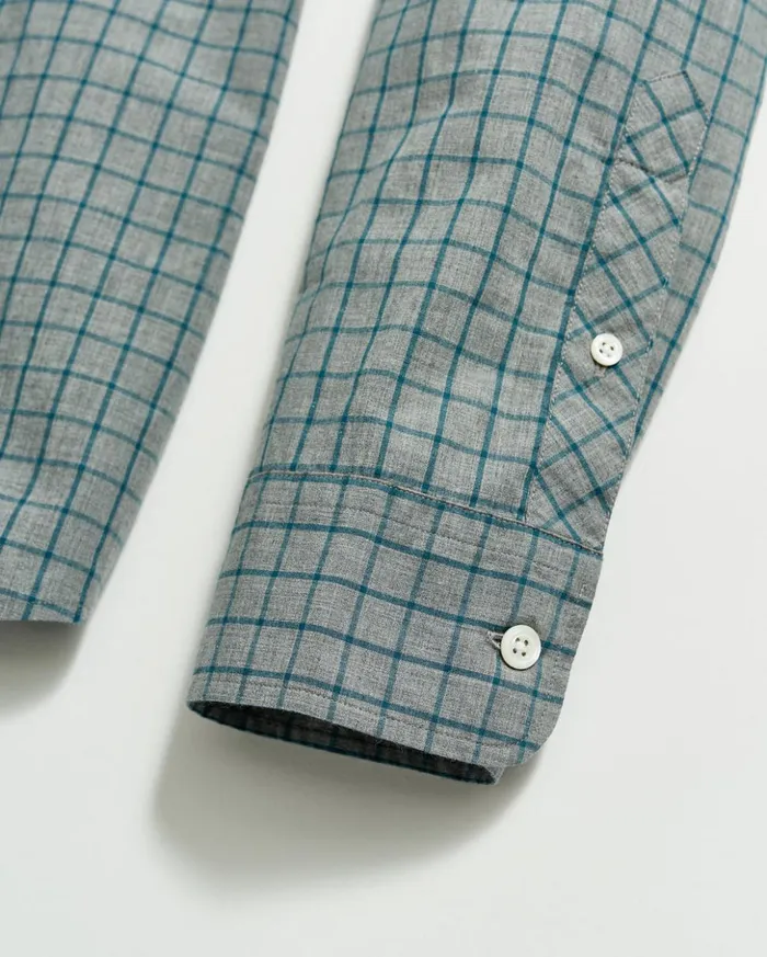Shirting Men Billy Reid Melange Windowpane Tuscumbia Shirt Hidden Bd Greyteal