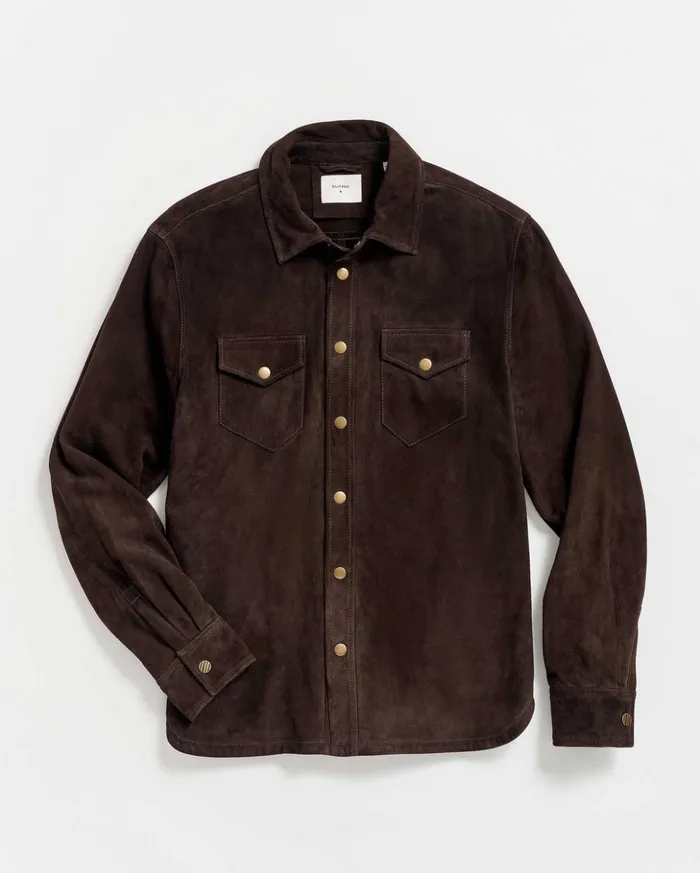 Shirting Men Billy Reid Savoy Suede Workshirt Chocolate