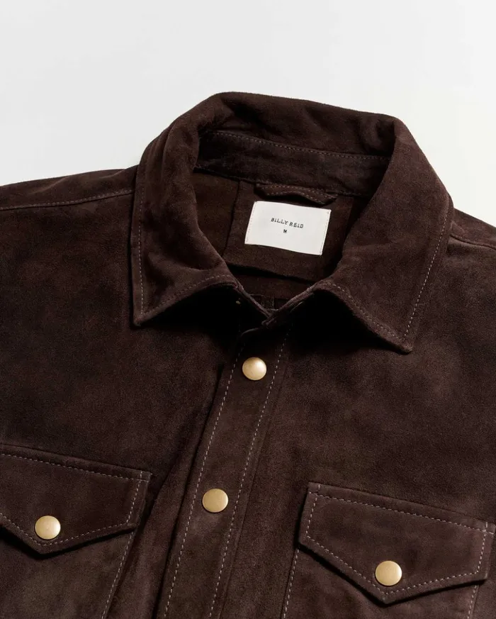 Shirting Men Billy Reid Savoy Suede Workshirt Chocolate