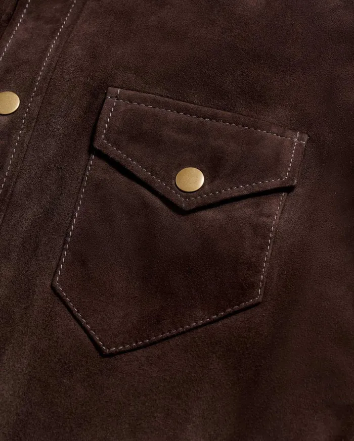 Shirting Men Billy Reid Savoy Suede Workshirt Chocolate