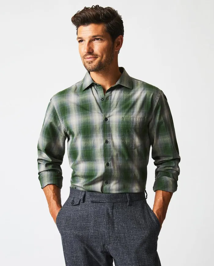Shirting Men Billy Reid Shadow Plaid Tuscumbia Shirt Greengrey