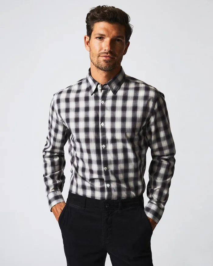 Shirting Men Billy Reid Shadow Plaid Tuscumbia Shirt Hidden Bd Blacknatural