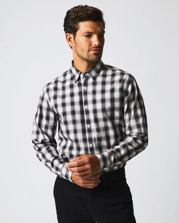 Shirting Men Billy Reid Shadow Plaid Tuscumbia Shirt Hidden Bd Blacknatural