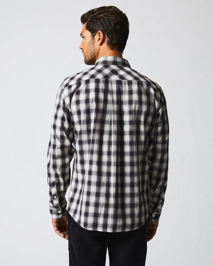Shirting Men Billy Reid Shadow Plaid Tuscumbia Shirt Hidden Bd Blacknatural