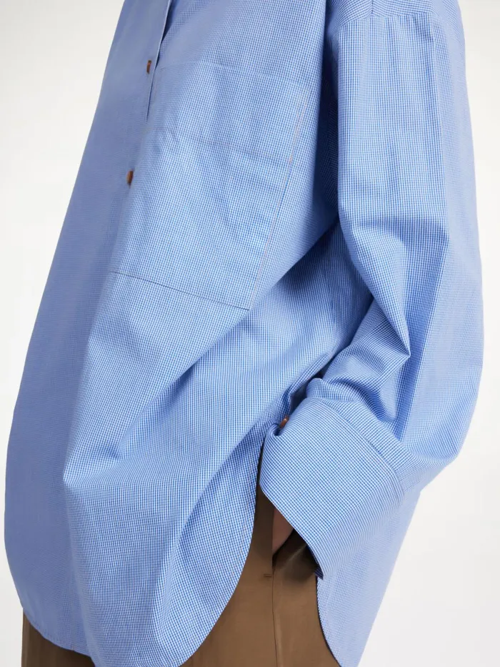 Shirts and Blouses Women By Malene Birger Derris Organic Cotton Shirt Mini Check Blue Shirts and Blouses Women By Malene Birger Derris Organic Cotton Shirt Mini Check Blue