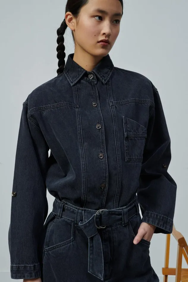 Shirts Women Soeur LION SHIRT Washed Black Denim