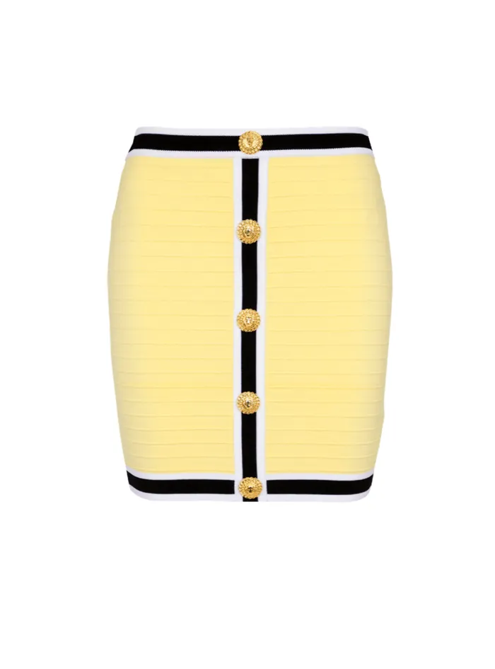 Short Knit Skirt With Buttons Yellow Women Balmain Knitwear
