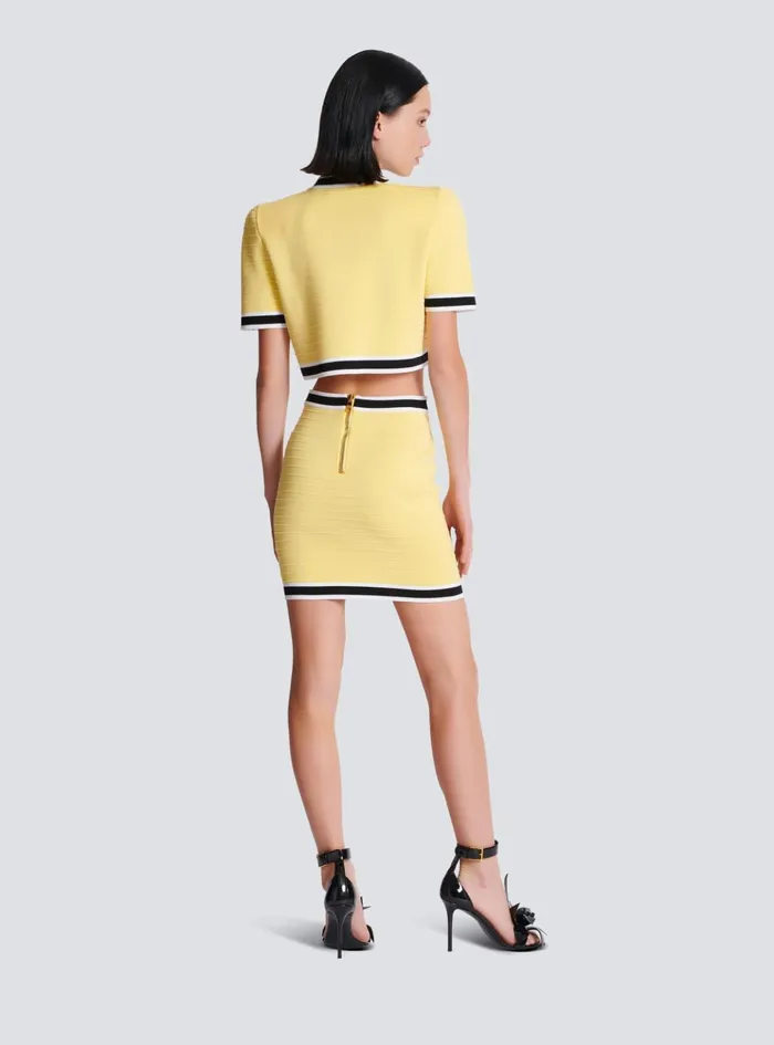 Short Knit Skirt With Buttons Yellow Women Balmain Knitwear