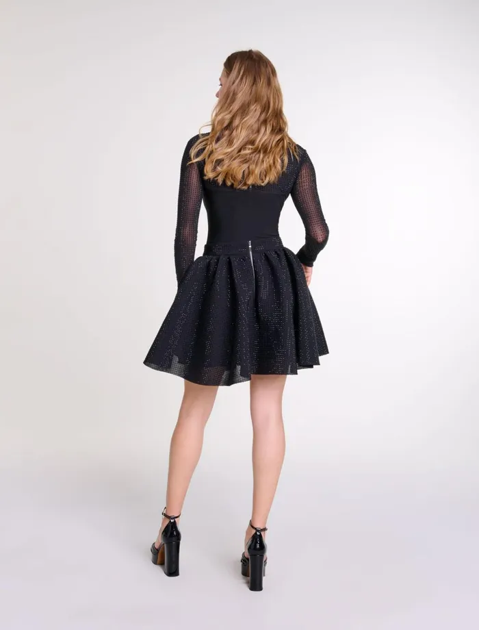 Skirts and Shorts Women Maje Short Full Rhinestone Skirt Black
