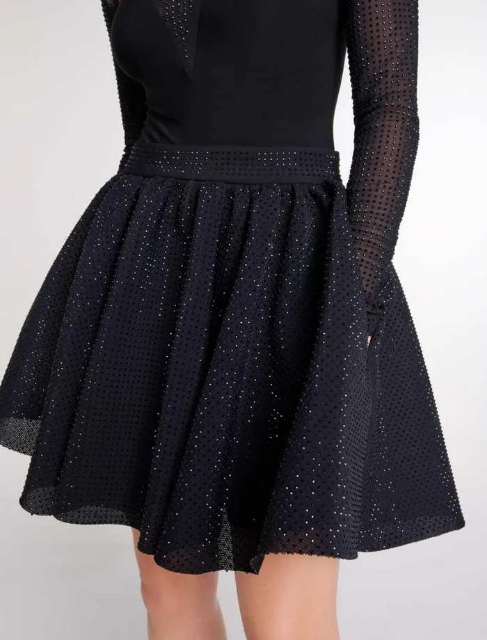 Skirts and Shorts Women Maje Short Full Rhinestone Skirt Black