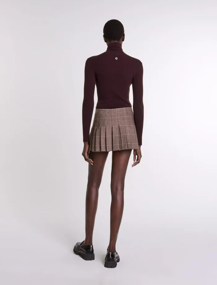 Skirts and Shorts Women Maje Short Pleated Skirt Brown Checks