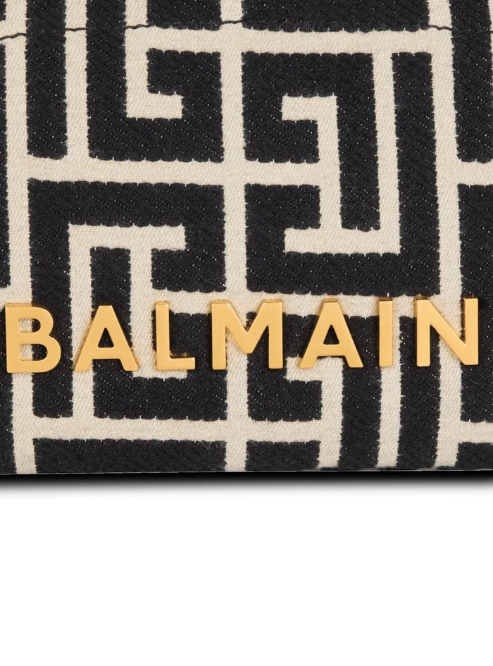 Small 1945 Soft Tote Bag Monogram Jacquard Fabric Black Women Balmain Handbags