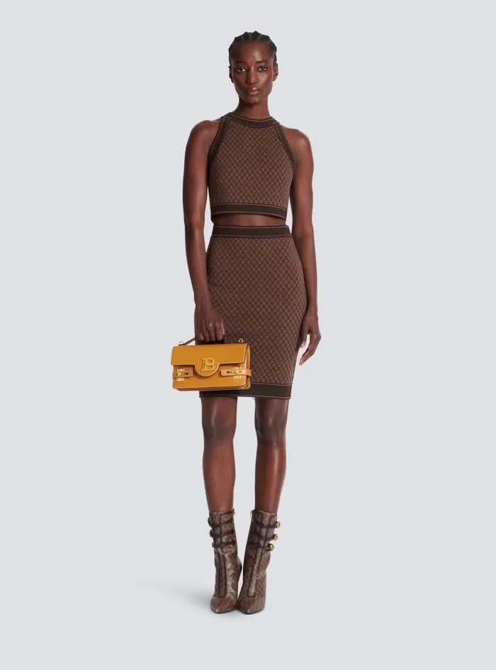 Smooth Leather BBuzz Shoulder 24 Bag Brown Women Balmain Handbags