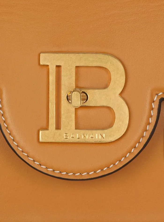 Smooth Leather BBuzz Shoulder 24 Bag Brown Women Balmain Handbags