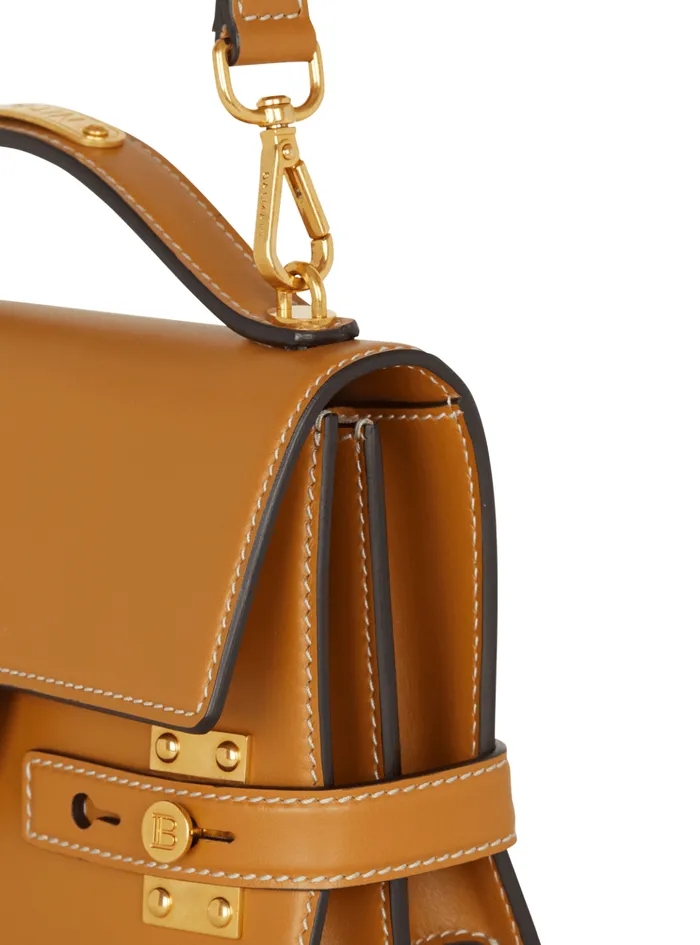 Smooth Leather BBuzz Shoulder 24 Bag Brown Women Balmain Handbags