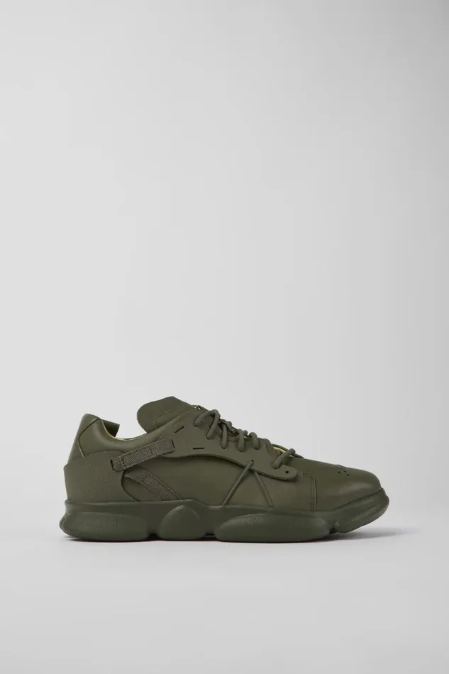Sneakers Men Camper Karst Green Leather And Textile Sneakers