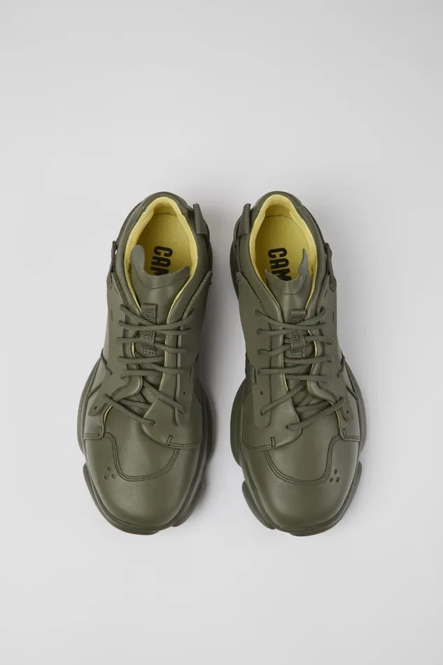Sneakers Men Camper Karst Green Leather And Textile Sneakers