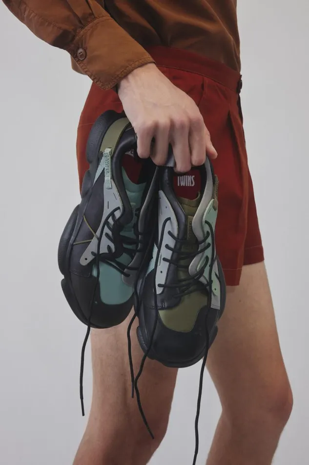 Sneakers Men Camper Twins Multicolor Leather And Textile Sneakers