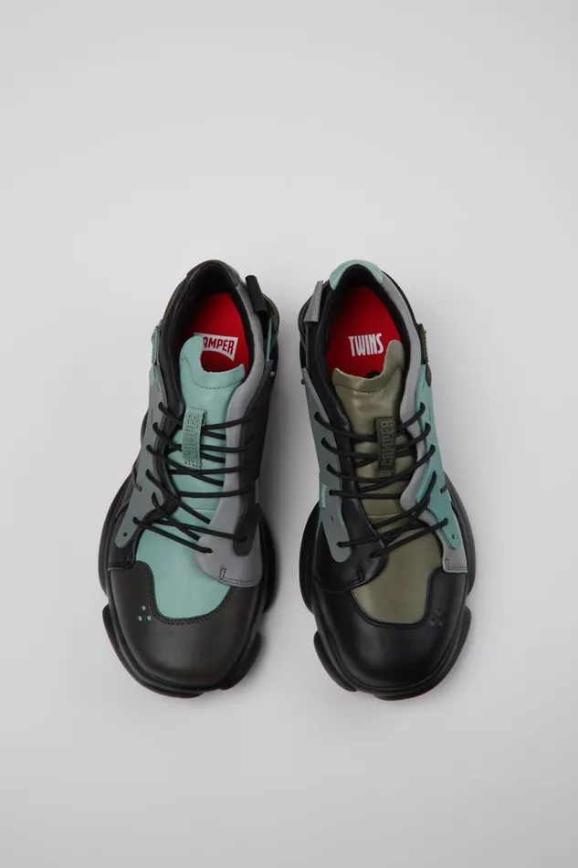 Sneakers Men Camper Twins Multicolor Leather And Textile Sneakers