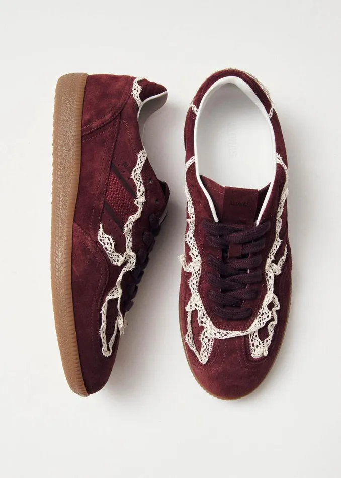 Sneakers Women ALOHAS Tb490 Crochet Burgundy Leather Sneakers