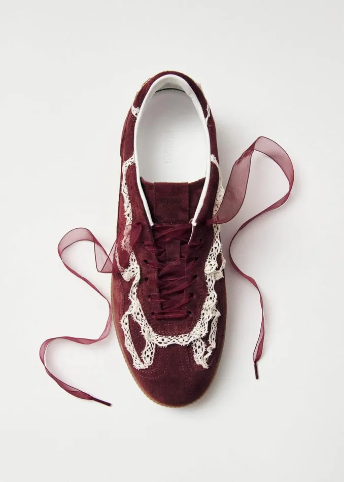 Sneakers Women ALOHAS Tb490 Crochet Burgundy Leather Sneakers