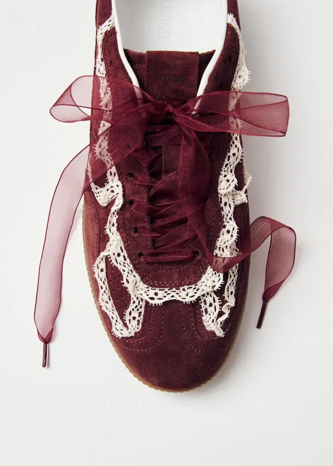 Sneakers Women ALOHAS Tb490 Crochet Burgundy Leather Sneakers