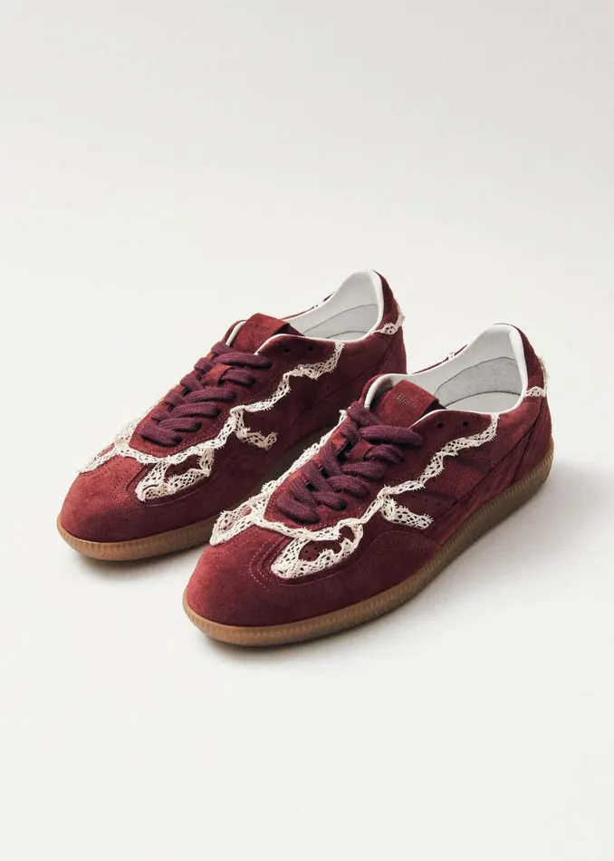 Sneakers Women ALOHAS Tb490 Crochet Burgundy Leather Sneakers