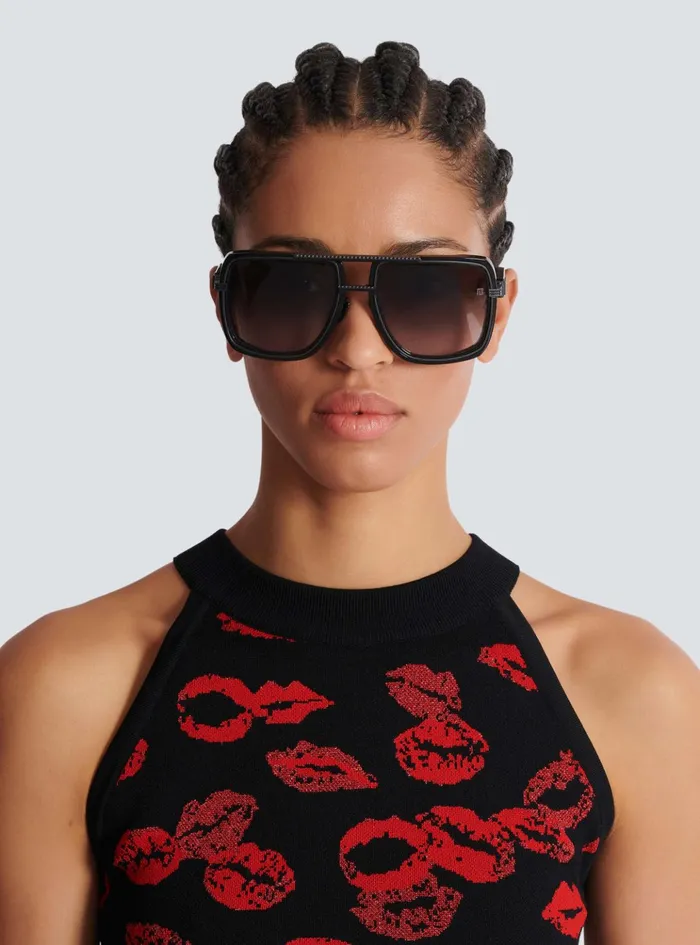 Soldier Sunglasses Black WomenMen Balmain Eyewear