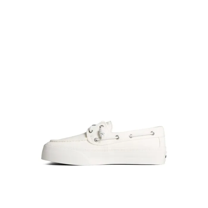 Sperry Bahama 30 Platform Sneaker White Textile Woven Women Boat Shoes