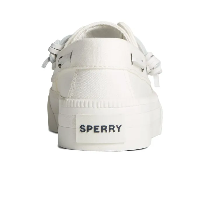 Sperry Bahama 30 Platform Sneaker White Textile Woven Women Boat Shoes
