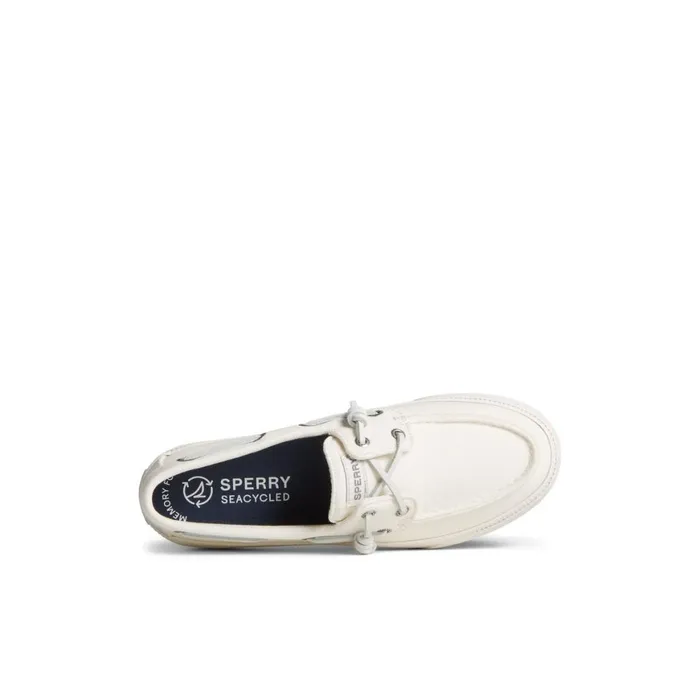 Sperry Bahama 30 Platform Sneaker White Textile Woven Women Boat Shoes