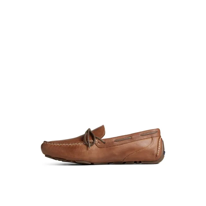 Sperry Davenport Deboss Leather 1Eye Driver Medium Beige Men Loafers and Oxfords
